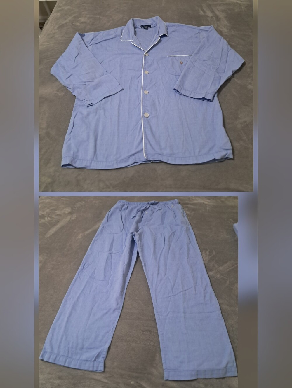Polo Ralph Lauren Classic Cotton Pajama Set Soft Button-Down Top & Pants M